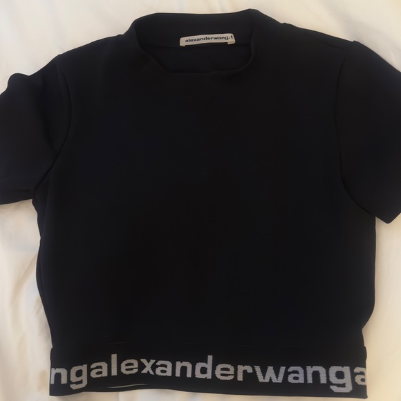 Authentic Alexander Wang Black logo cropped top - Picture 2 of 5